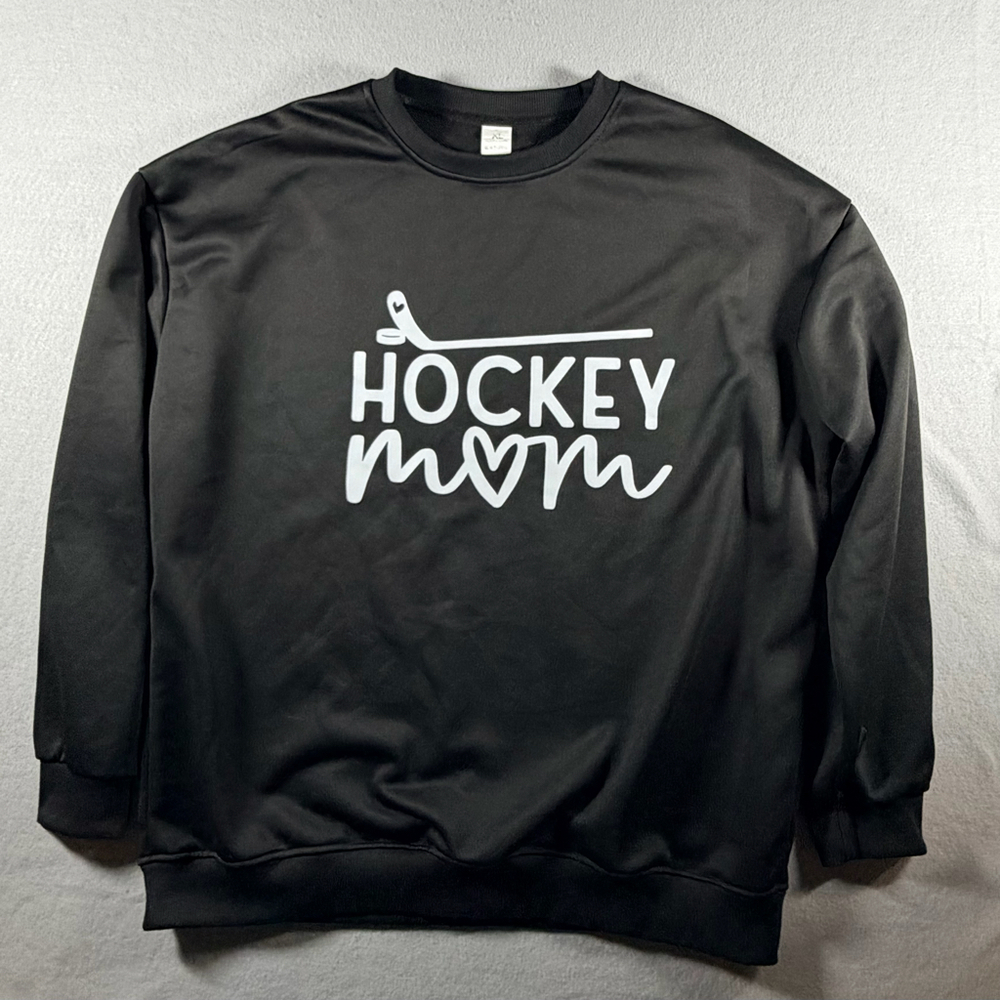 Hockey Mom Graphic Sweatshirt Women’s XL Black Crewneck Pullover